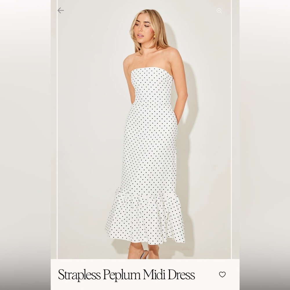 NWT Odd Muse White Polka Dot Strapless Peplum Dress